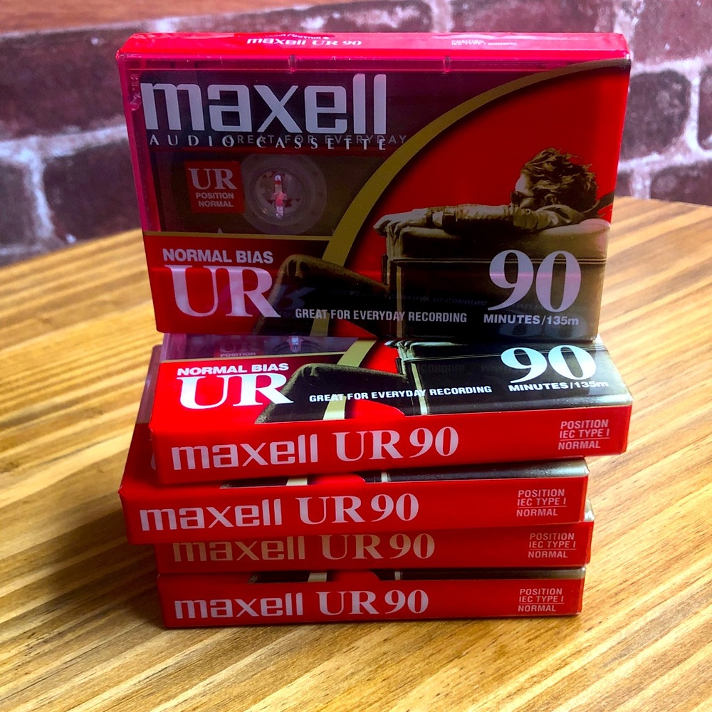 5 Pack of Maxell UR 90 Audio Cassette Tapes
